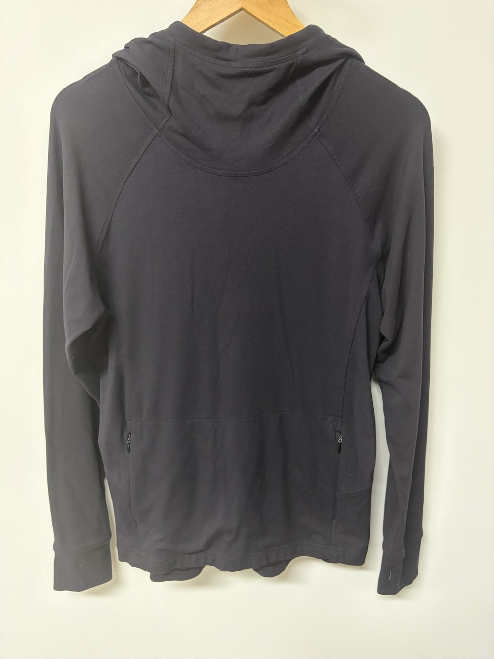 Lululemon Black Cowl Neck Pullover Hoodie Thumbholes Size 8